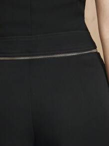 MONSE Designer Women Zipper Waistband Flared Pants, For Summer, Holiday, Festival - Black - View 6