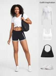GLOWMODE 2,5" FeatherFit™ opvouwbare short met ultralage tailleband en contrasterende strepen Low Impact Yoga Daily