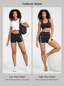 GLOWMODE 2,5" FeatherFit™ opvouwbare short met ultralage tailleband en contrasterende strepen Low Impact Yoga Daily