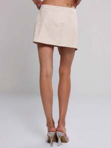 MUSERA Wrap Front PU Leather Mini Skirt Elegant Summer Sexy Party Vacation Holiday Festival - White - View 2