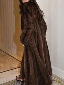 Solid Fuzzy Coat med öppen front för dagliga vinterkläder - Kaki - Visa 2