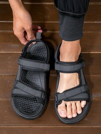 Men's Stylish Breathable Open Toe Sandals, Slip-Resistant Casual Outdoor Hiking Shoes For Travel And Hiking