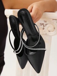 CUCCOO CHICEST Women Shoes, Fashionable Black Rhinestone Spring/Summer High Heels For Ladies Halloween - Black - View 7