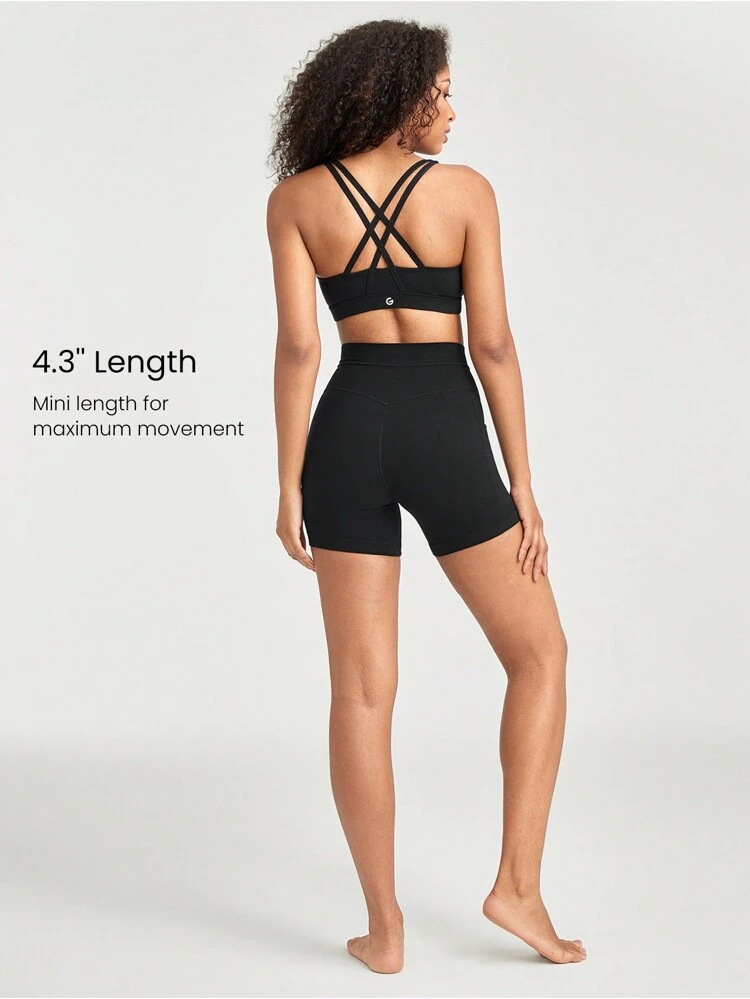 4.3" FeatherFit™ Adjustable Drawstring Anti-Slip Jogger Style Bike Shorts With Side Pockets Low Impact Yoga Pilates Daily