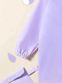 女童紫色戶外徒步防水雨衣 - 紫色 - 查看 3