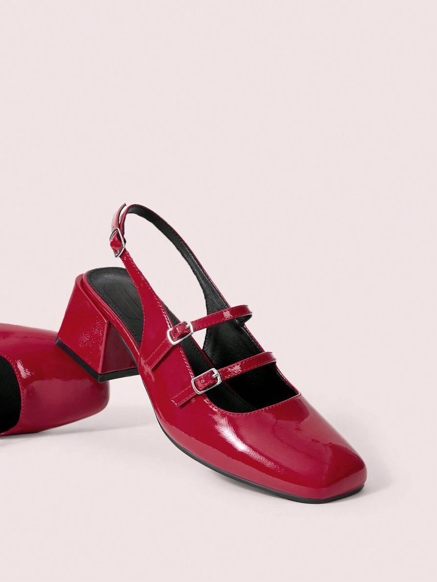 CUCCOO DOLLMOD 红色镜面女士玛丽珍高跟鞋夏季毕业高跟鞋舞会高跟鞋度假鞋夏季促销圣诞节秋季新年假期