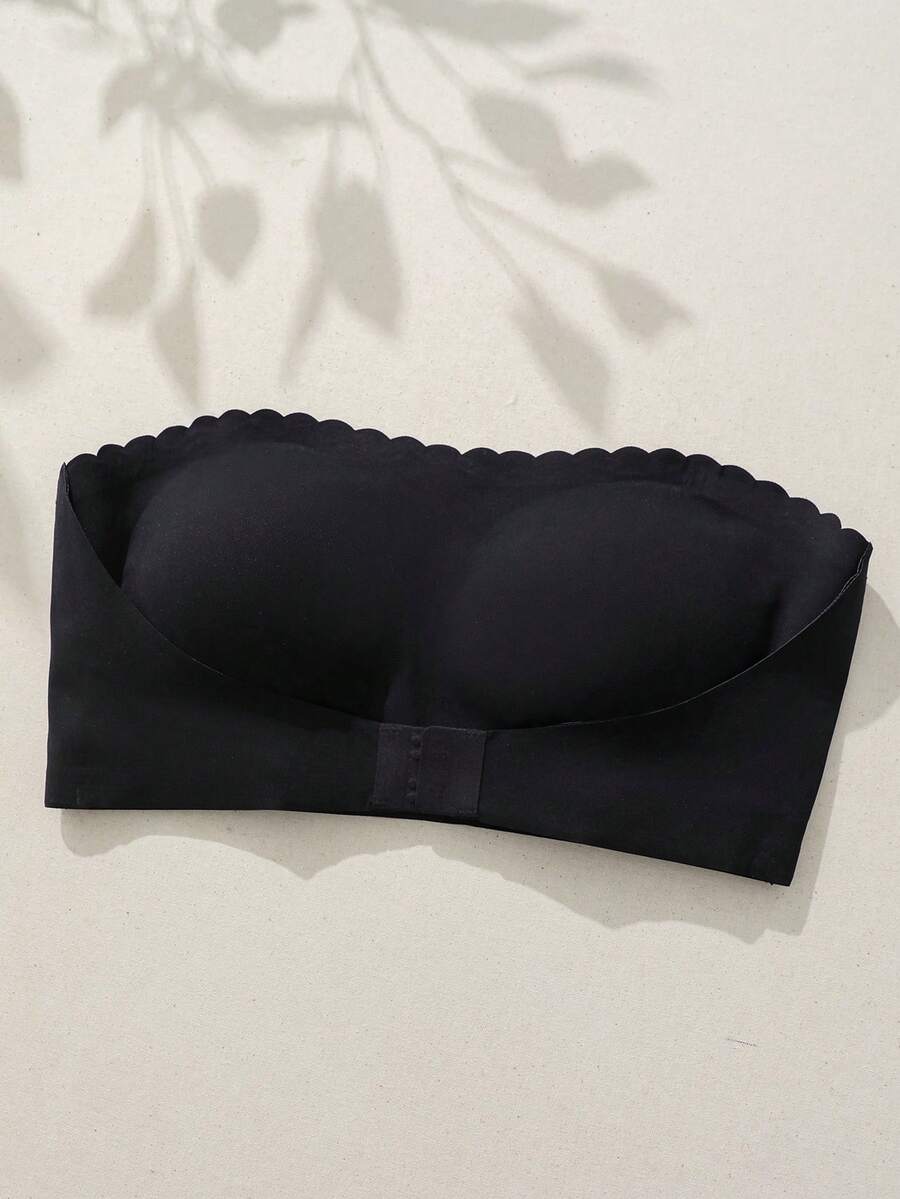 SHEIN Büyük Beden Ayarlanabilir, Kaymaz, Dikişsiz, Rahat, Minimalist Kablosuz Sütyen - Siyah - Görünüm 1