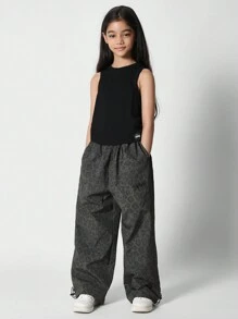 SUMWON Tween Girls Tank Top And Loose Fit Baggy Parachute Pant With All Over Leopard Print 2 Piece Set - Multicolor - View 1