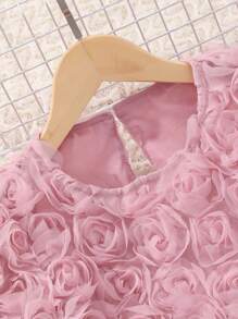 SHEIN Bộ quần áo và quần ngắn tay tinh tế thời trang thanh lịch cho cô gái Tween - Hồng - Xem 3