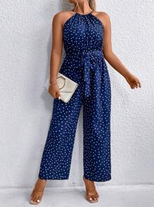 SHEIN Clasi Plus Size Women's Printed Simple Daily Jumpsuit