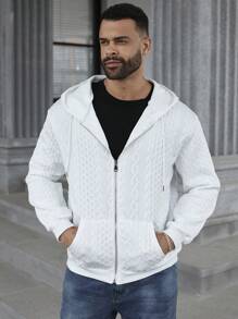 Manfinity Homme Chaqueta con capucha y cordón con cremallera para uso diario en tallas grandes
