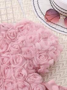 SHEIN Bộ quần áo và quần ngắn tay tinh tế thời trang thanh lịch cho cô gái Tween - Hồng - Xem 4