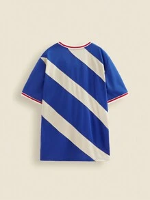 THE HAPPY LOOK Teenager Boys' Colorblock Breathable Knit Fabric Outdoor Sports Casual Loose Crew Neck Short Sleeve T-Shirt, Spring Summer