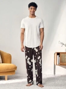 Men's Random Printed Home Pants - Black - View 5