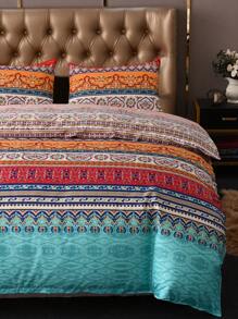 3pcs/set Scroll Pattern Duvet Cover Set Without Filler, 1 Duvet Cover & 2 Pillowcase, Boho Polyester Bedding Set For Home - Multicolor - View 6