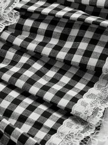 SHEIN MOD Women's Blue And White Gingham Dress, Perfect For Picnics, Vacation, Beach, Countryside And Spring Break - Black and White - View 4