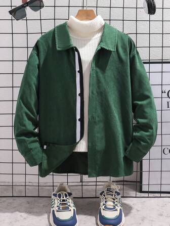 SHEIN Kids' Tween Boys' Extended Size Casual Button Placket Textured Colorblock Shirt With Turn-Down Collar, Long Sleeve, Suitable For Daily Wear, Vacation, Sports All Seasons (Spring, Summer, Fall, Winter)