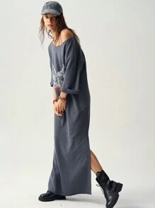 Bohemela 女士度假主題印花洋裝 - 藍色 - 查看 7