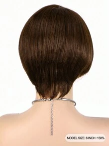 Chocolate Brown Bob Wig Pixie Cut Human Hair Straight Brazilian Virgin Lace Front Wigs For Women T Part #4 Brown Colored Short Bob Wig Natural Hairline - S4 - View 6