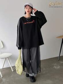 Harry Potter X Friful Women's Loose Round Neck Thick Sweatshirt With Print,Fall Women Clothes - Black - View 2