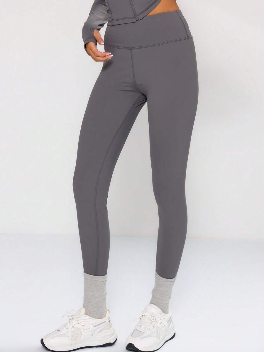 Musera Sport 高腰修身缝线细节运动紧身裤,适合板式网球、网球、匹克球、健身房、普拉提、日常休闲穿着。 - 深灰色 - 查看 1