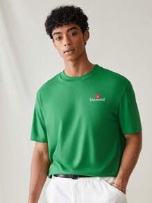Manfinity VCAY T-shirt décontracté à manches courtes et ample pour homme tricoté à la mode pour un port quotidien, style jeune - Vert - Voir 2