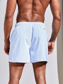 Manfinity Swimmode Hombres Shorts de natación de rayas verticales de cintura con cordón