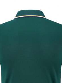 Manfinity Dauomo Camiseta polo diaria sencilla de unicolor para hombre