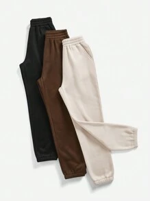 Easithlete 3 pezzi di Pantaloni sportivi a vita elastica solidi