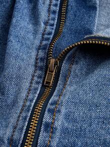 SHEIN MOD Women's Fashionable Denim Top With Waistband, Circle Cut-Out And Backless Design - Light Wash - View 4