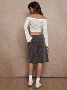 Forever 21 White Lace Off Shoulder Tight Top With Flare Sleeves - White - View 2