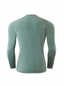 Manfinity KASUA Men Zip Up Raglan Sleeve Rashguard Swimsuit - Army Green - View 2