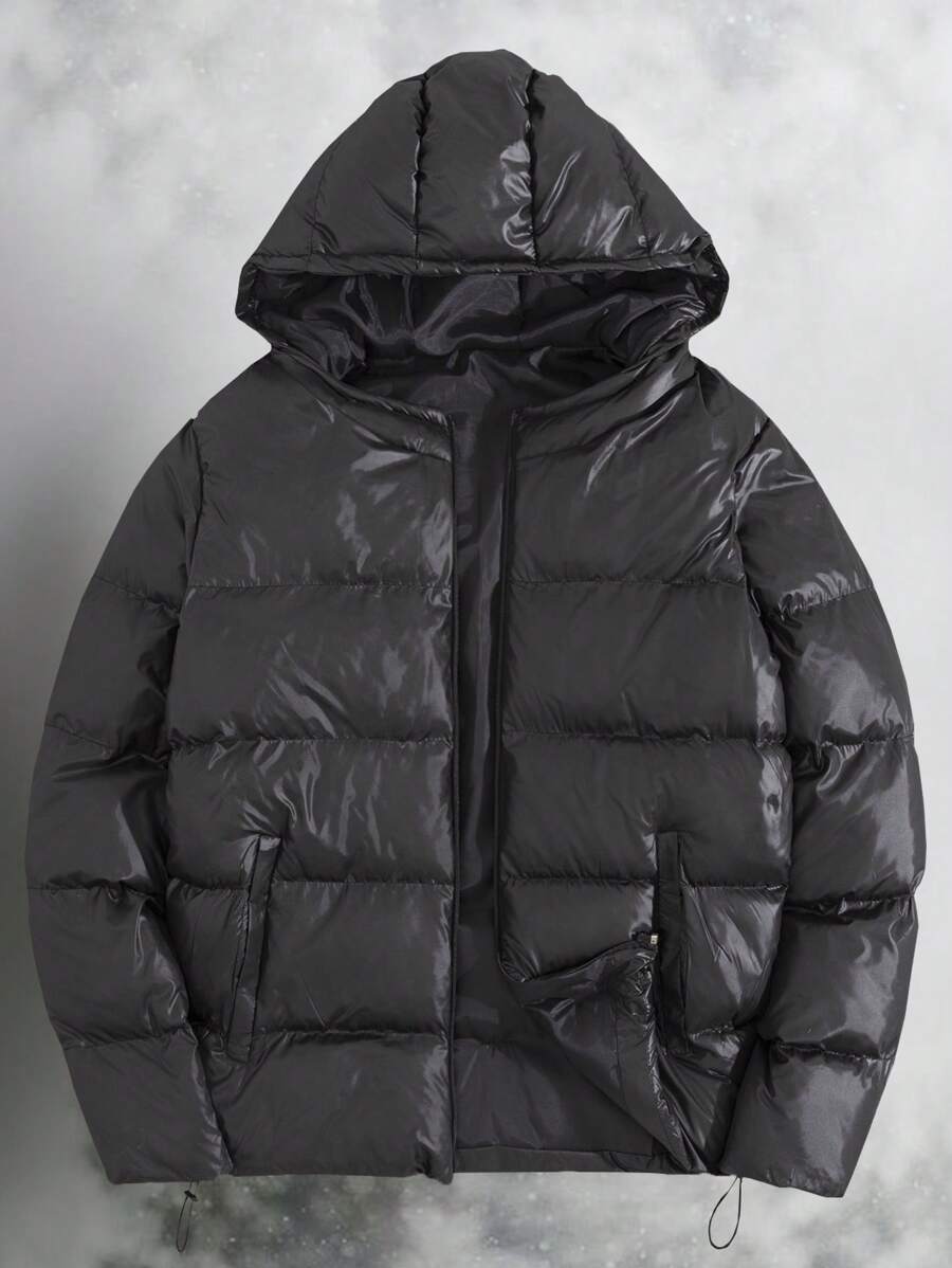 RueChic Men Zip-Up Regular Hoodie Puffer Coat