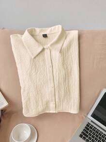 Comfortcana 杏色編織女式短袖衫 - 杏色 - 查看 4