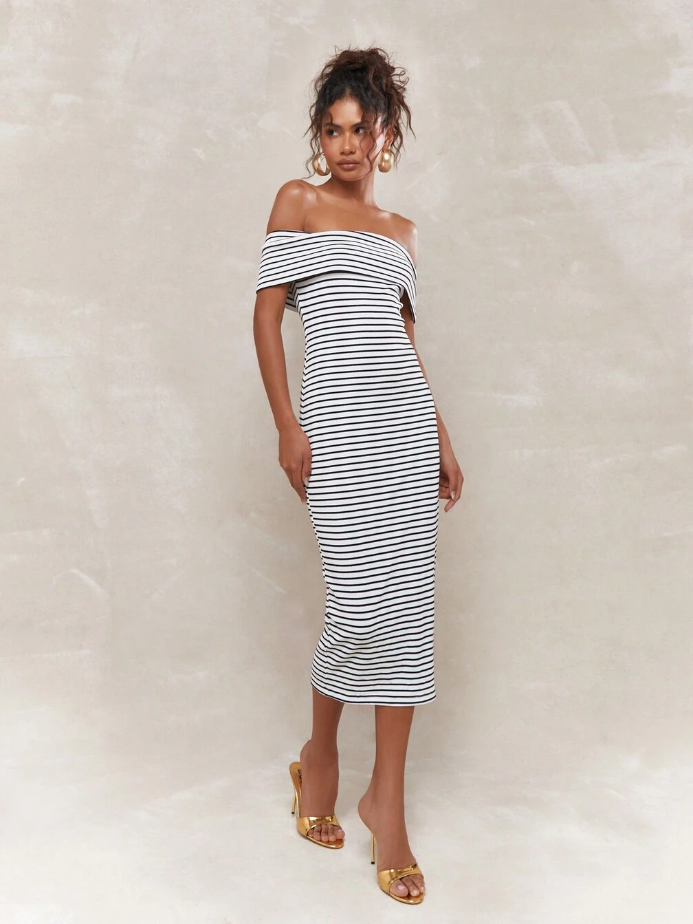 bardot ribbed dress ASOS DESIGN ribbed long sleeve bardot midi dress in burgundy