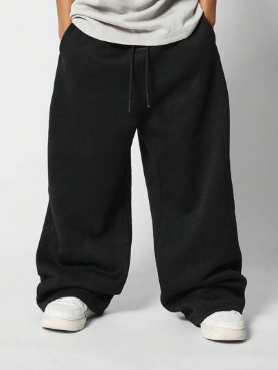 SUMWON Stora Baggy Sweatpants Atletiska Fleece Joggerbyxor Streetwear-stil Bekvämt Att bära Dragsko Resår i Midjan Vinter Höst Ungdom Pojkar