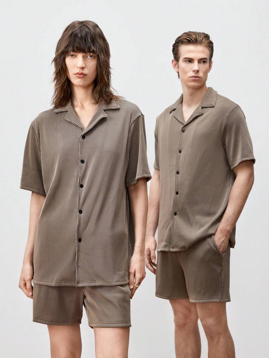 Manfinity VCAY Men's Knitted Casual Shirt Set