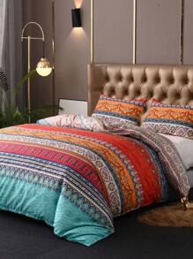 3pcs/set Scroll Pattern Duvet Cover Set Without Filler, 1 Duvet Cover & 2 Pillowcase, Boho Polyester Bedding Set For Home - Multicolor - View 5
