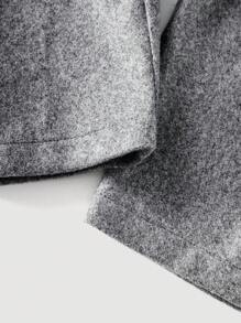 Flirla Plus Lapel Neck Fold Pleated Overcoat - Grey - View 6