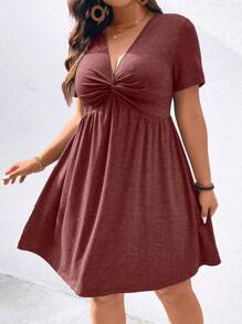 SHEIN LUNE Plus Twist Front A-Line Dress