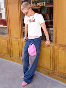 Manfinity EMRG Y2K Men's Vintage Dark Blue Washed Denim Casual Ultra Wide-Leg Flared Baggy Jeans