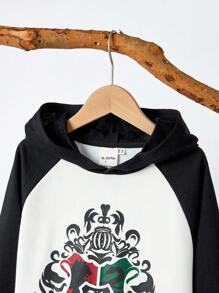 HARRY POTTER X SHEIN Tween Boy Color-Block Sweatshirt With Four Academy Badges Print, Casual And Versatile, For Spring And Autumn - Multicolor - View 8