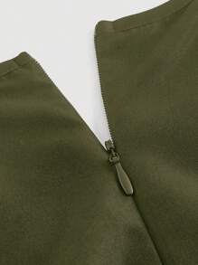 SHEIN MOD Plus Size Green Date Night Side Cross Tie Solid Ruched Dress, Western, Vintage, Back To School, Work, For Summer,Graduation Dress,Birthday Dresses For Women - Army Green - View 4