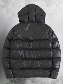 RueChic Men Zip-Up Regular Hoodie Puffer Coat