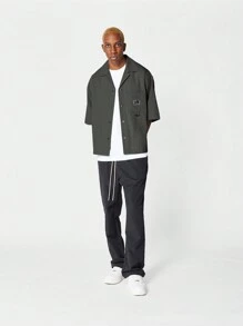 SUMWON Camisa de ajuste cuadrado con detalle de bolsillo - Gris Oscuro - Ver 3