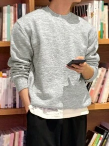 DAZY 男士灰色圓領休閒長袖毛衣，秋季