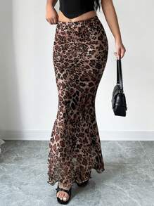 Chiquease Women's Leopard Print Mermaid Hem Skirt - Multicolor - View 6
