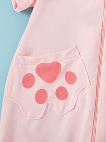 SHEIN 幼兒女童可愛時尚獨角獸連帽爬身衣，夏季款式