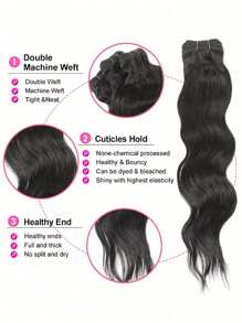 3pcs Body Wave Human Hair Bundles Virgin Hair Extension 3 Bundles Real Double Weft Hair Weave Cheap Hair Daily Use Natural Black Color - Natural Black - View 3