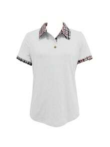 EMERY ROSE Áo thun nữ tay ngắn cổ polo kẻ sọc chắp vá, in ngẫu nhiên, mùa hè - Nhiều màu - Xem 3